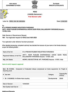 RDSO Approval Letter